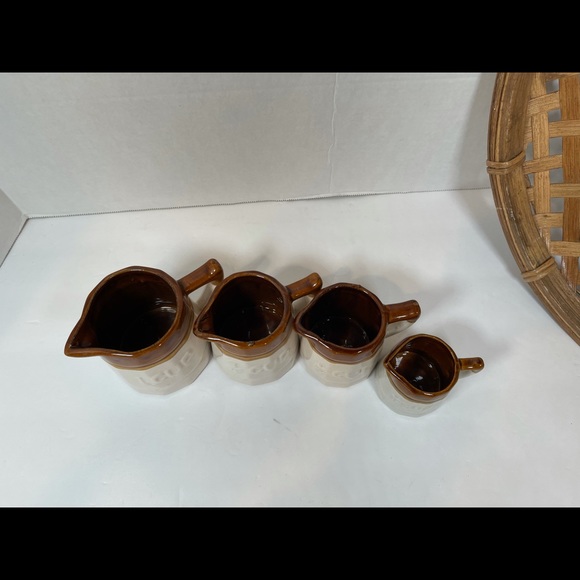 Vintage ROC Taiwan Stamped Stoneware Crockery Measuring Cups 4 piece set EUC - Picture 2 of 15
